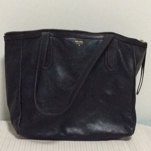 Vintage Fossil Leather Tote